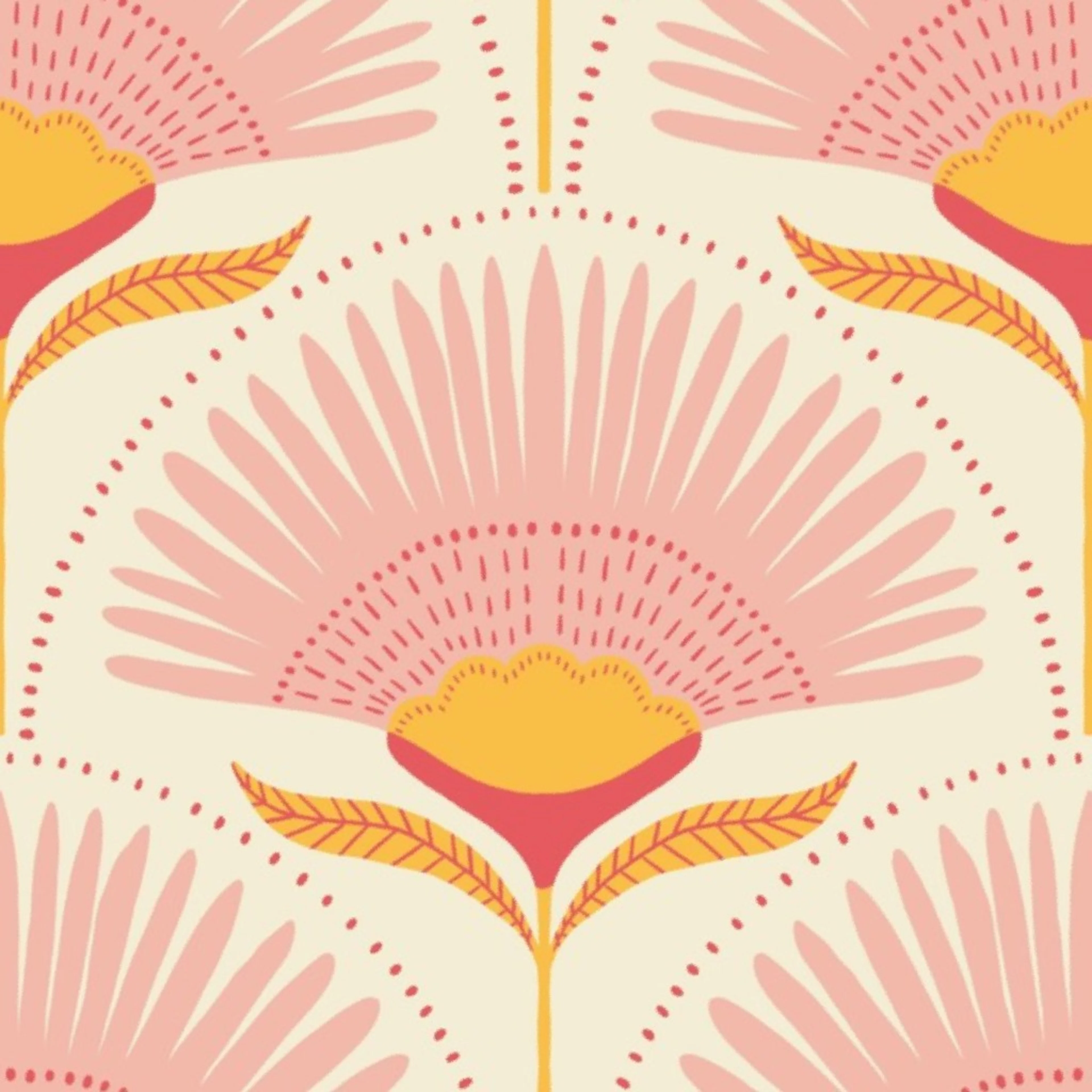 Aara palm floral - natural/pink design