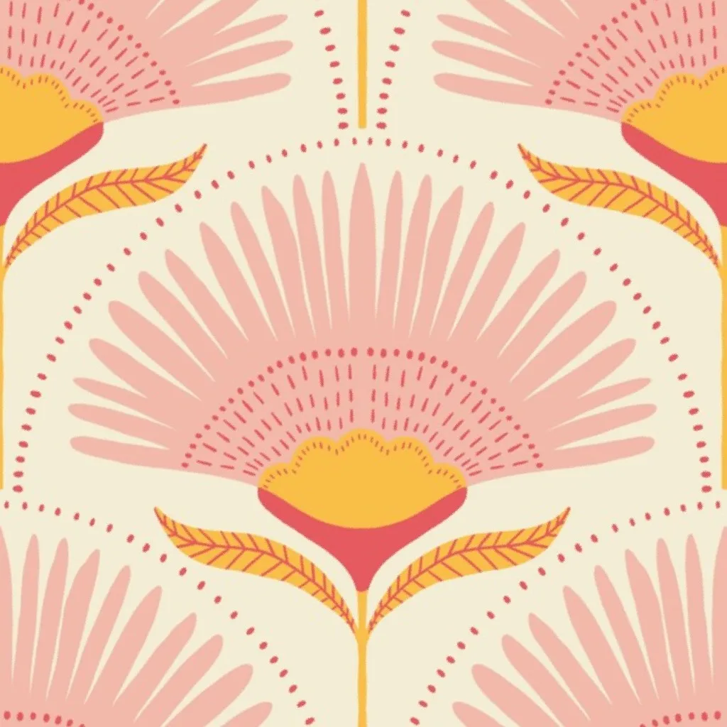 Aara palm floral - natural/pink design