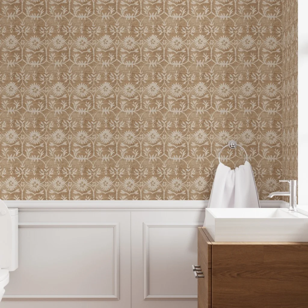 Bathroom with Wallpaper in HALI VINTAGE MAIA by holli_zollinger.