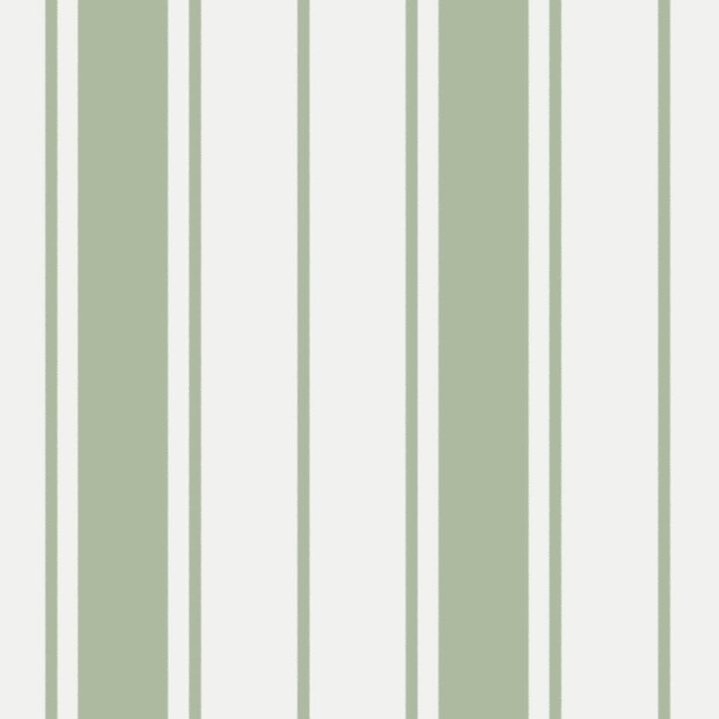 Coastal Stripes - Sage Green on White Wallpaper by krisztinajung