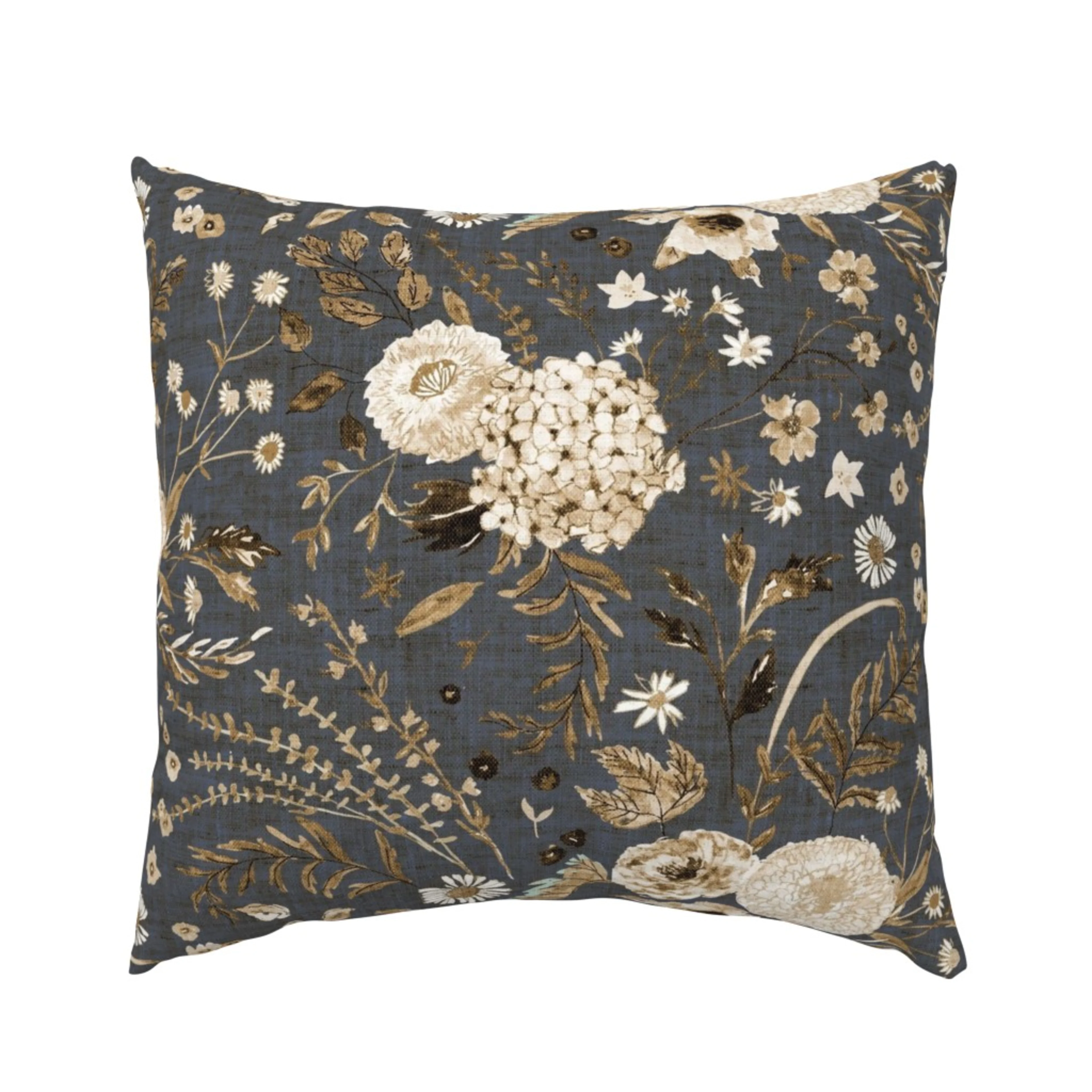 A charcoal and cream boho floral Euro pillow sham