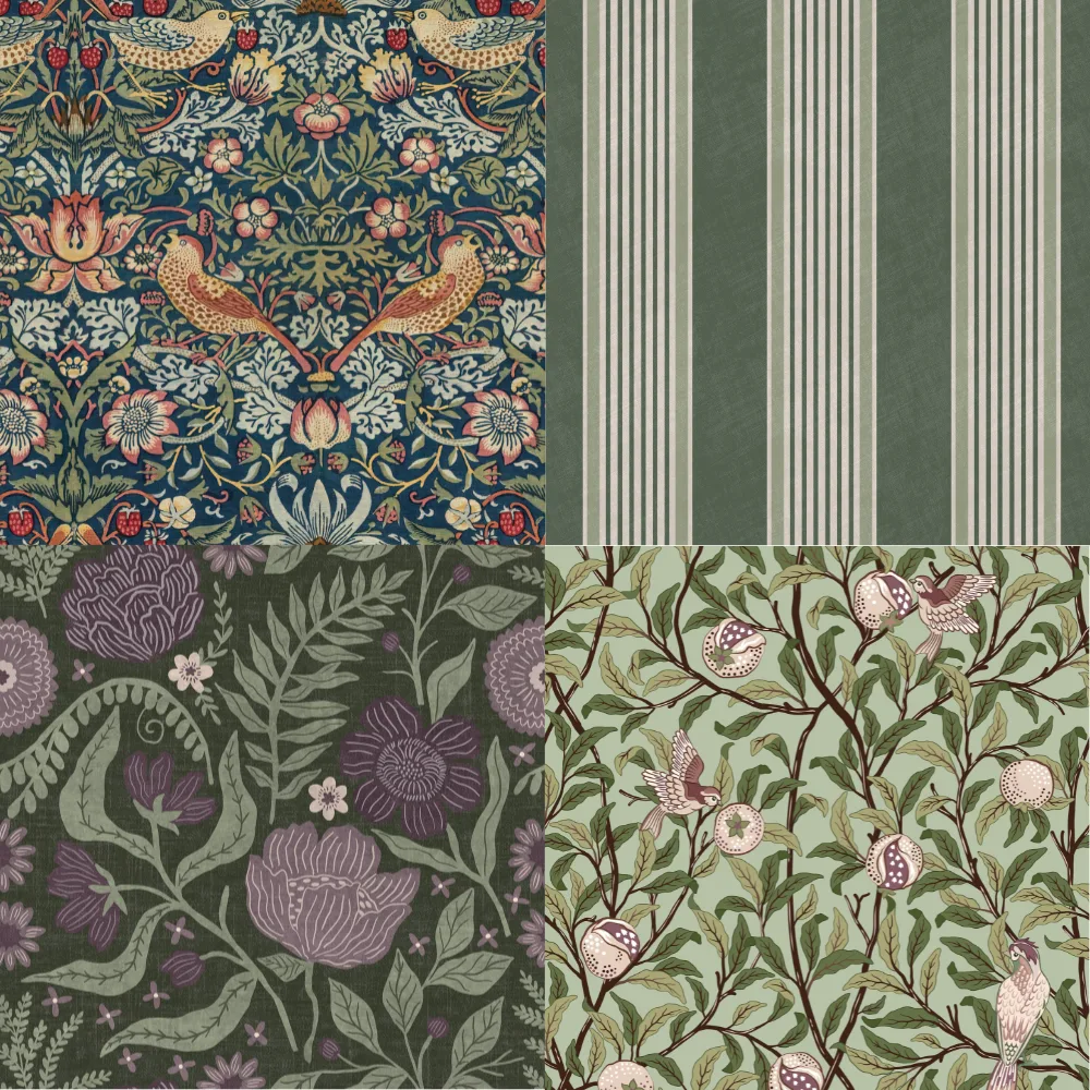 A grid of 4 traditional heritage designs