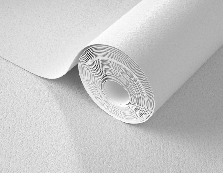 Unprinted roll of non-pasted traditional pebble wallpaper.