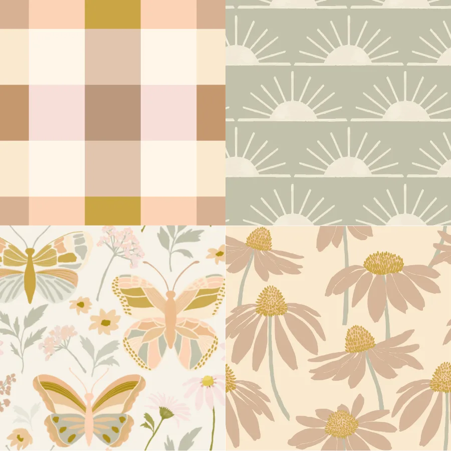 A grid of 4 summer designs from mintpeony