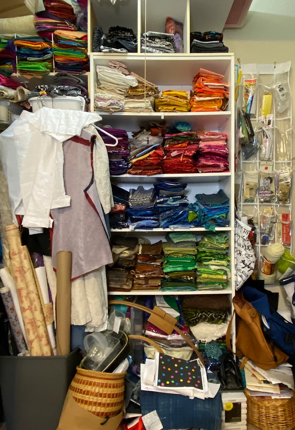 Lilo's closet storage organizer before she tidied it up
