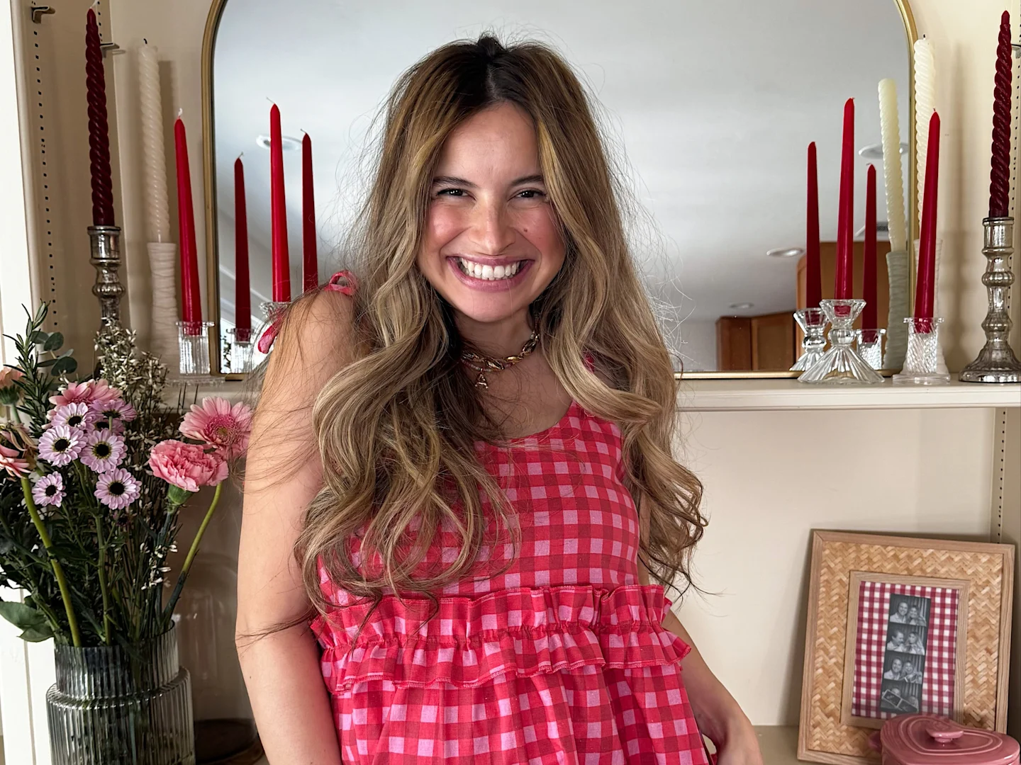 Alissah Threads in her handmade ruffled dress