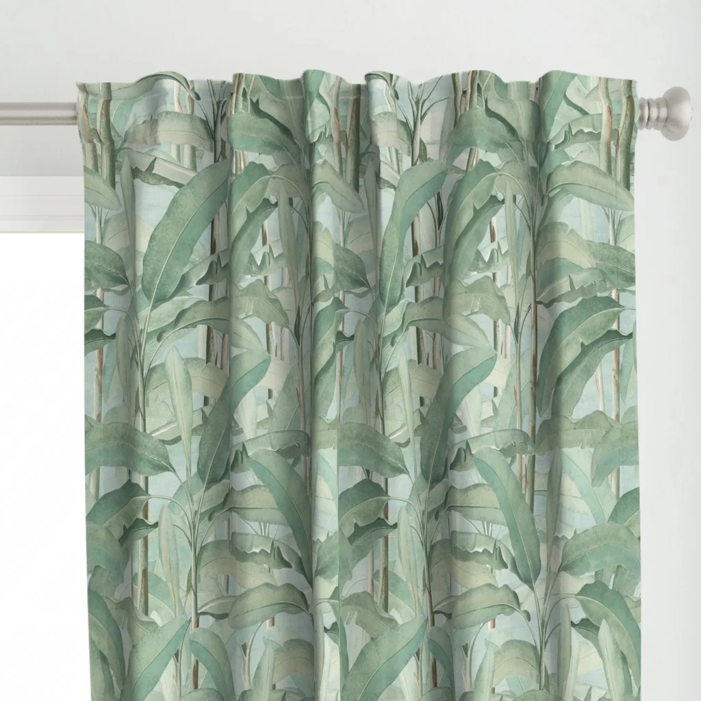 Curtains in Lush Tropical Leaves by willowlanetextiles.
