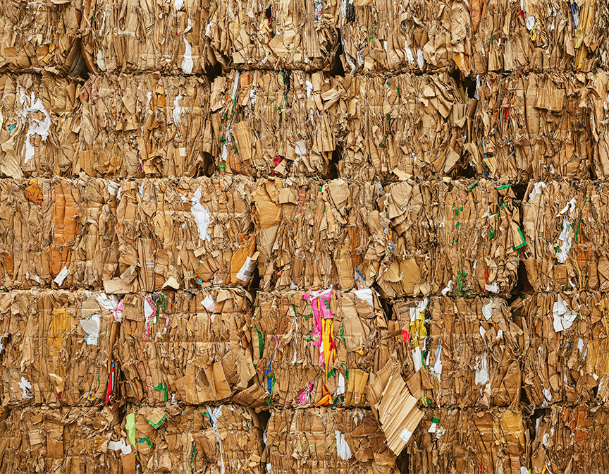 Stacks of recycled material