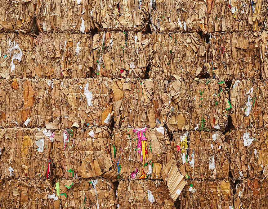 Stacks of recycled material