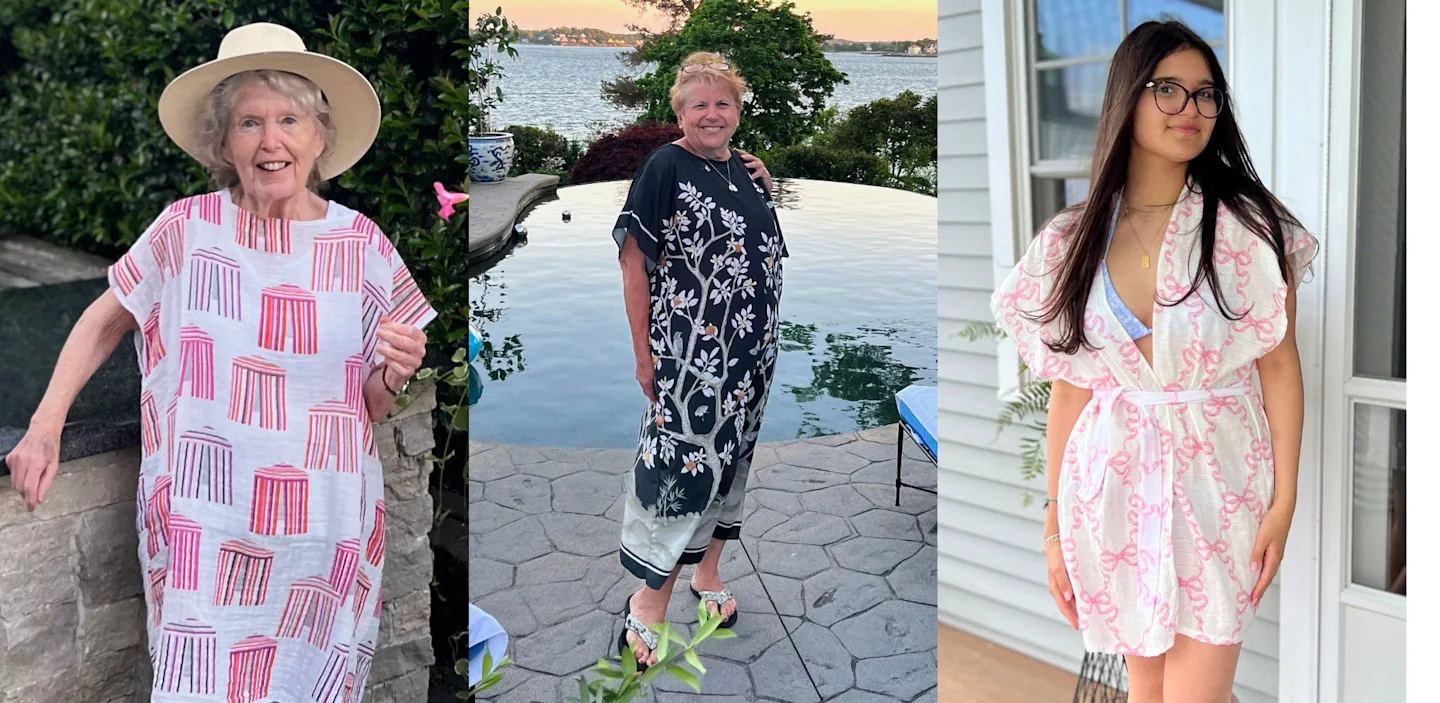 Three caftans made by Danika Herrick