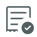 Icon of a receipt with a check mark.