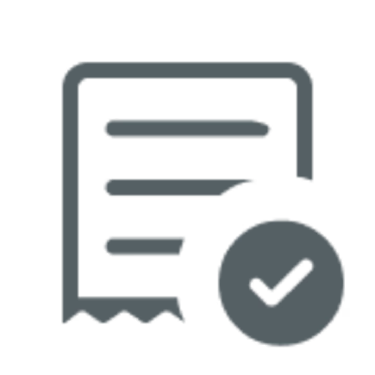 Icon of a receipt with a check mark.