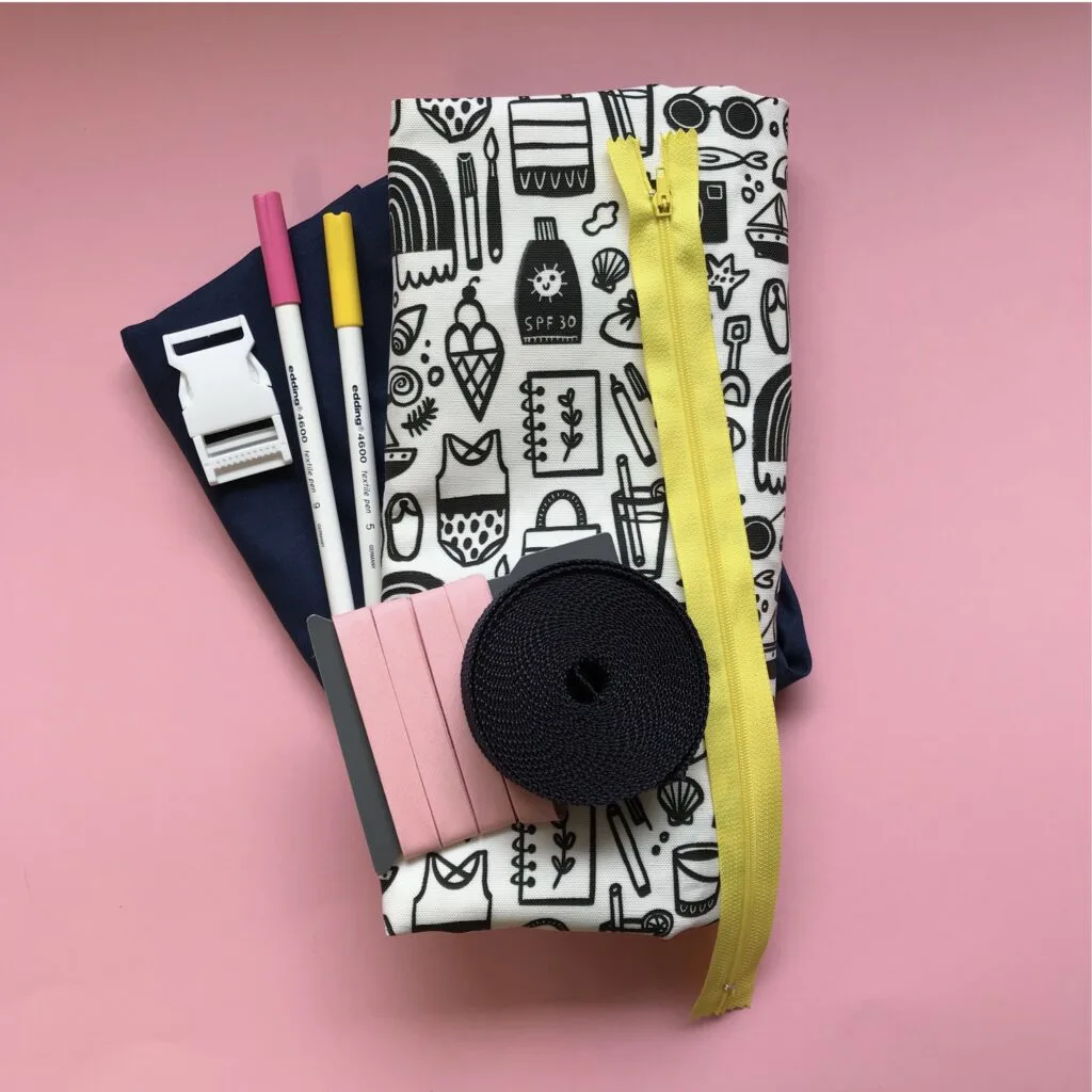 Materials for DIY fanny pack | Spoonflower Blog 