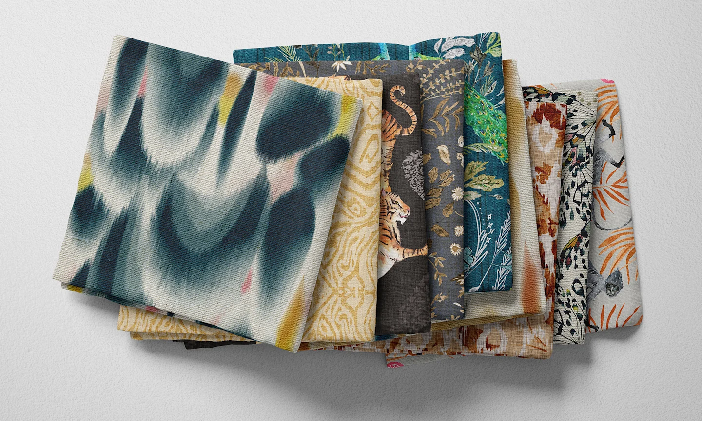 An assortment of folded fabrics