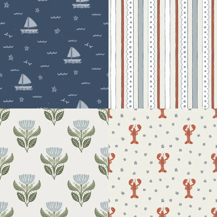 A grid of 4 coastal designs from coastlstudio