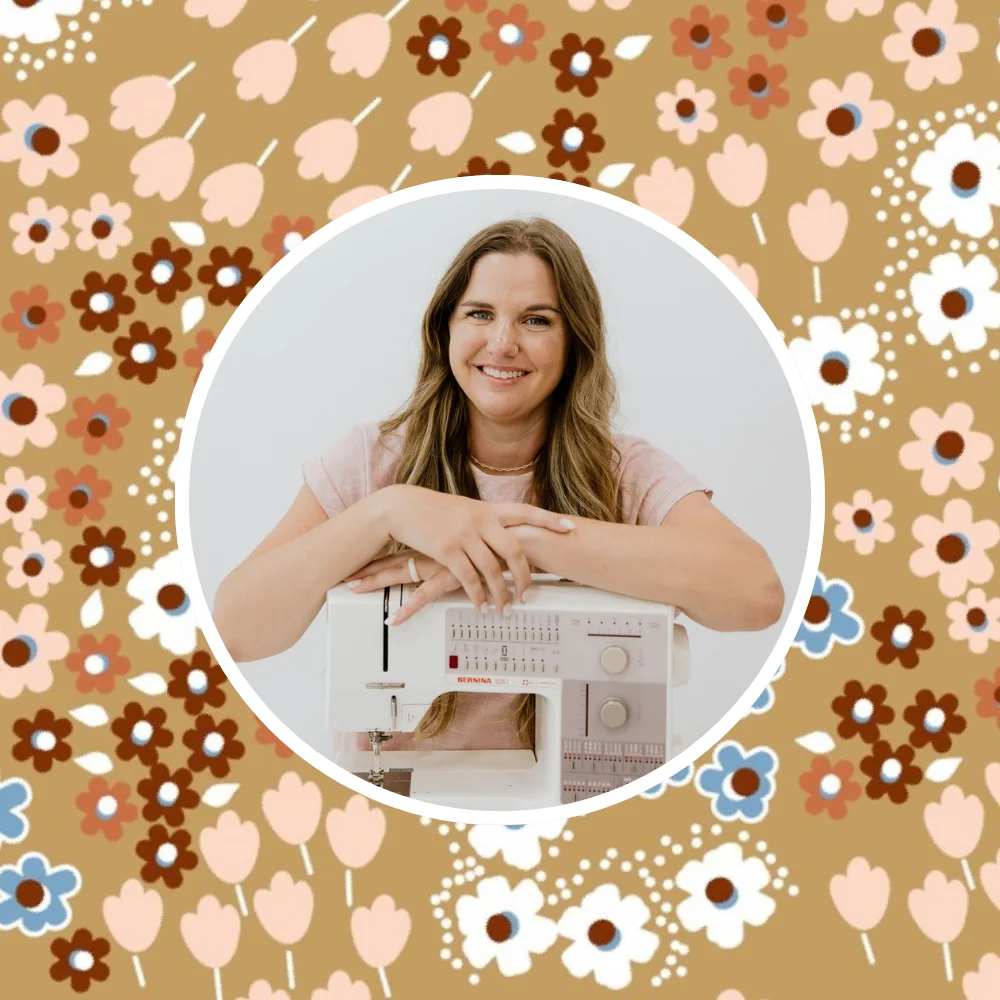 Amelia McCall in front of one of her favorite designs.