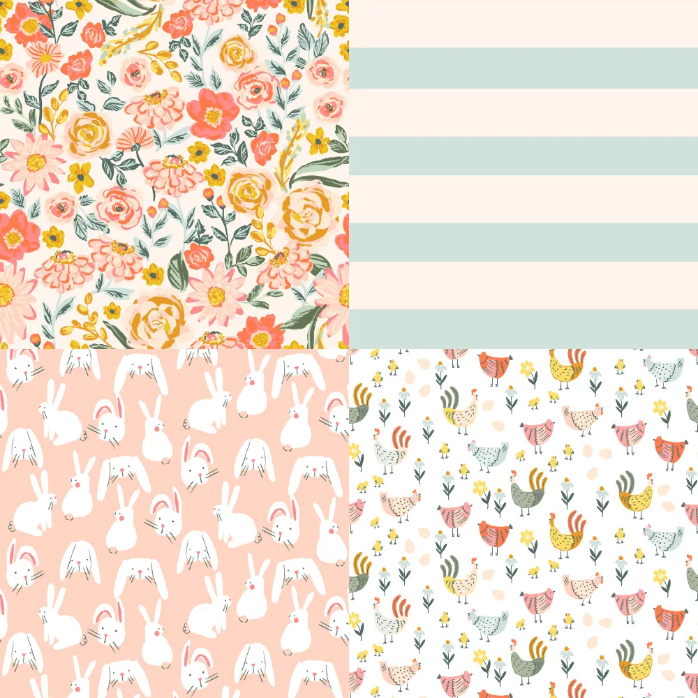 A grid of 4 Easter designs from indybloomdesign