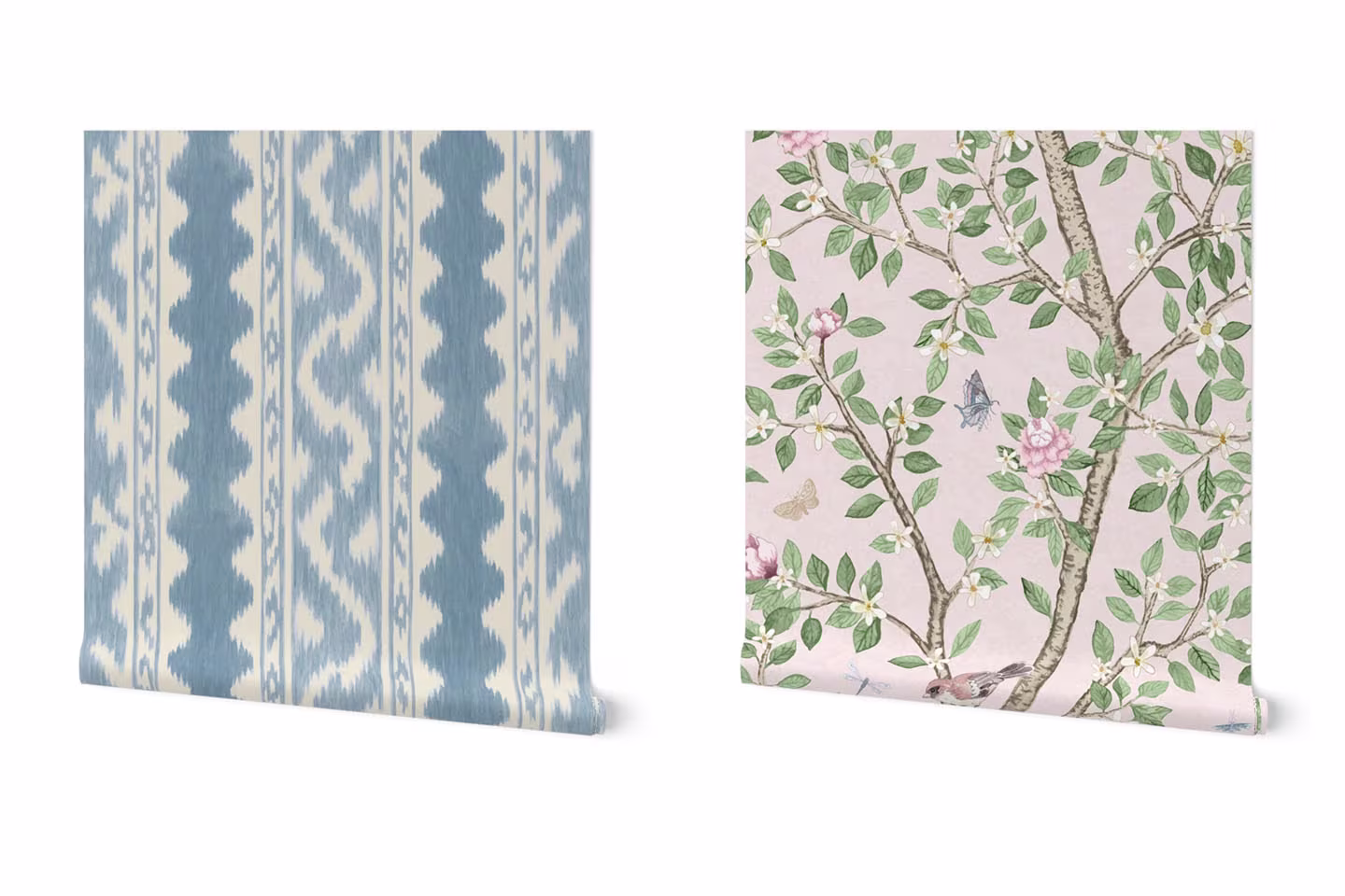 Two of the Spoonflower wallpapers Mary Grace Scully selected for her home.