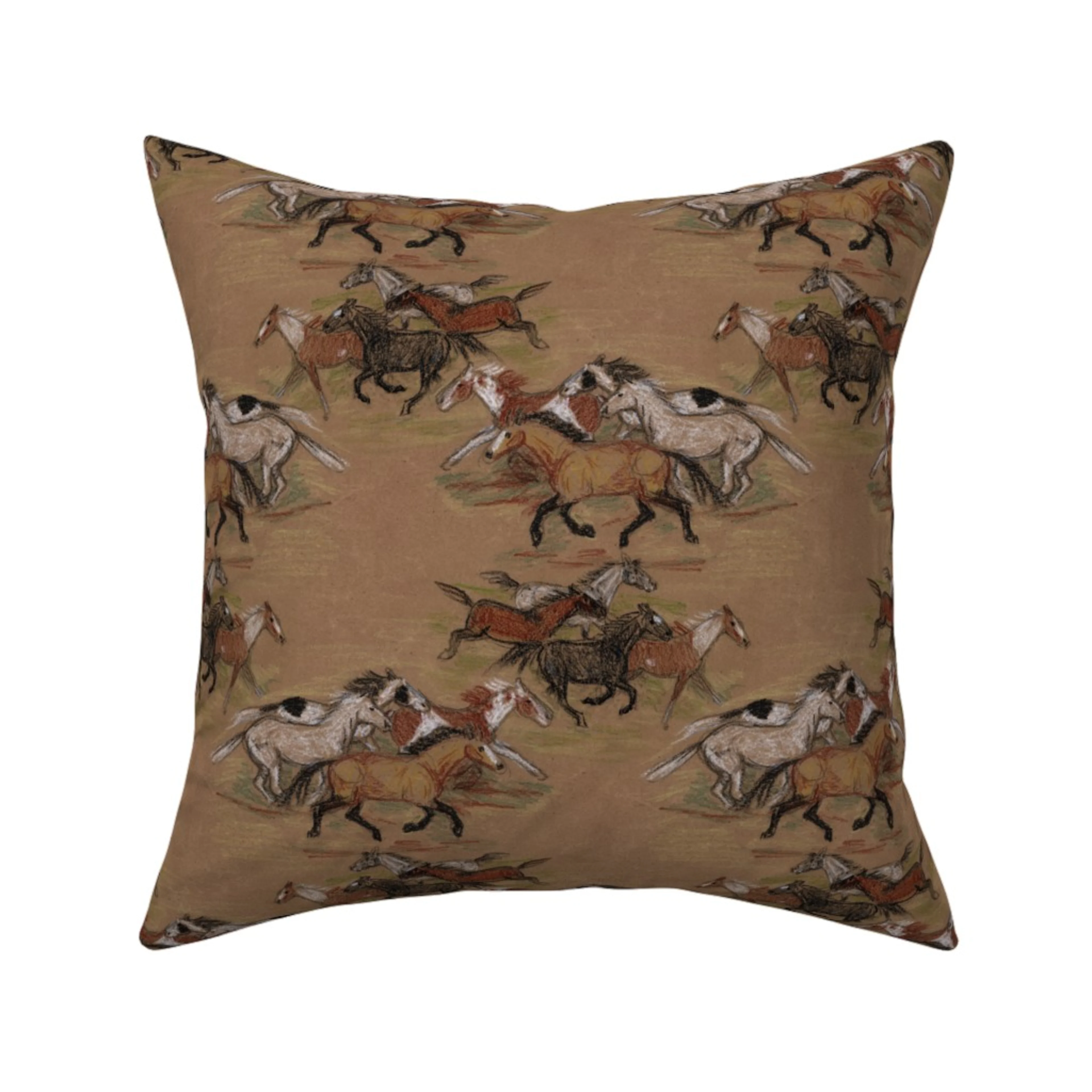 Boho wild horses on brown