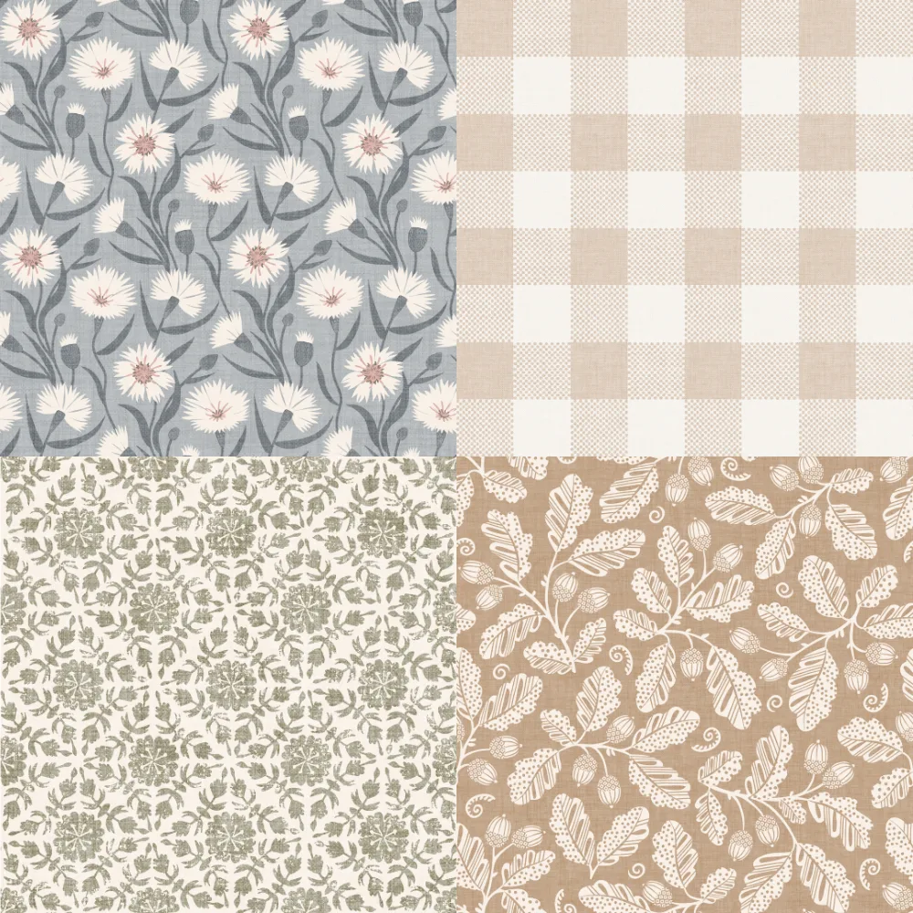 A grid of 4 farmhouse designs from rocketandindigo