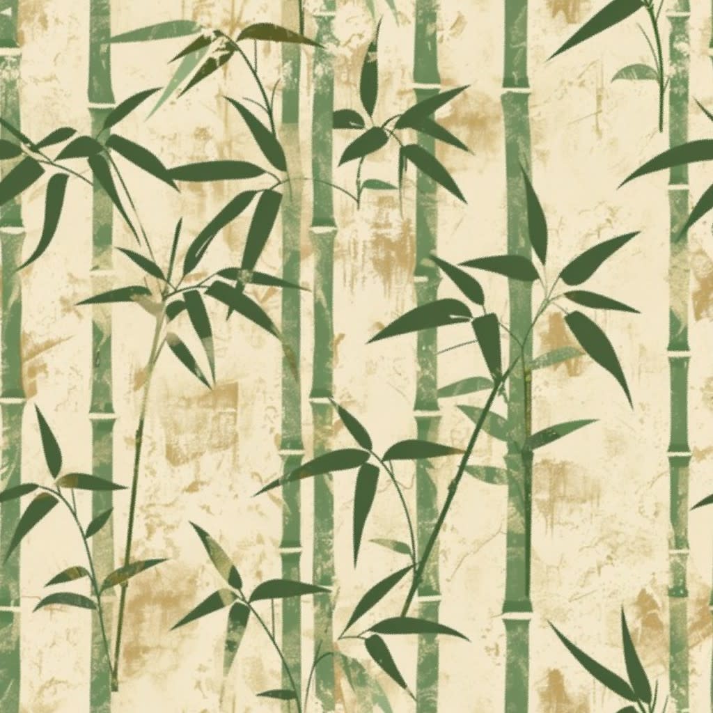 Zen Bamboo: Vintage Green Stalks on Aged Parchment Wallpaper by paulabagy