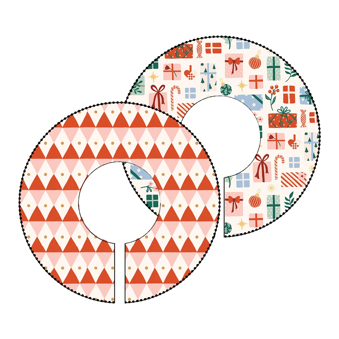 Pattern mock up of Spoonflower's free tree skirt sewing pattern