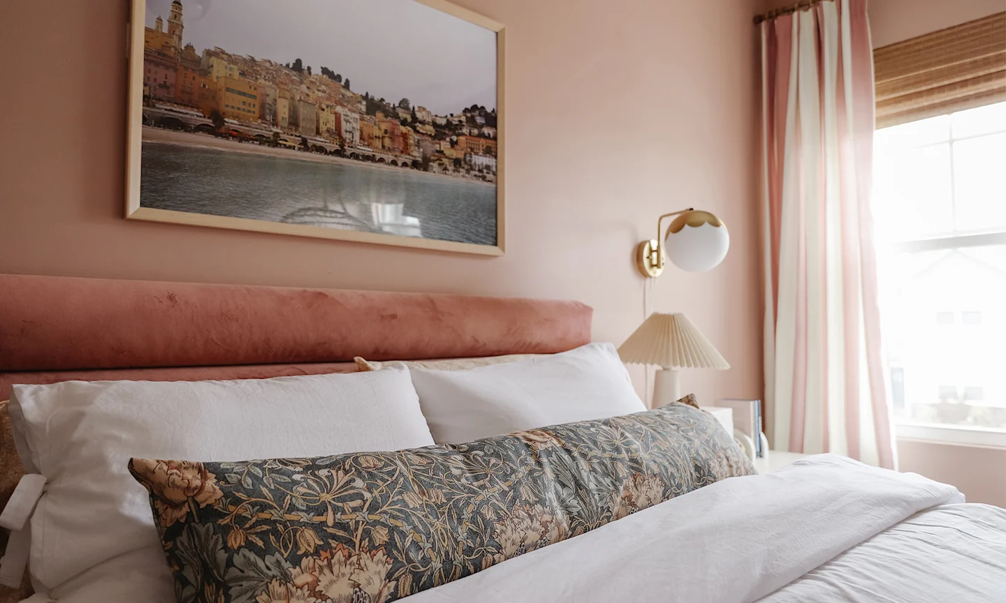 Tiffany DeLangie's soft warm blush room makeover from Pretty Real Blog