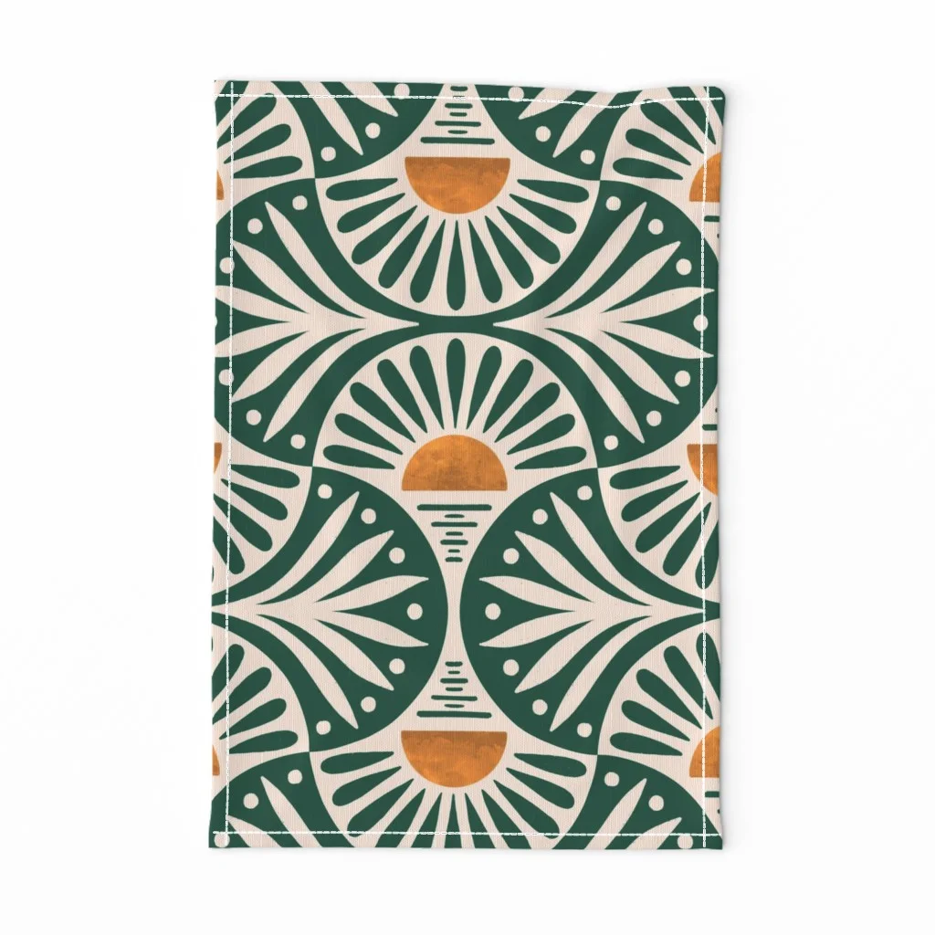 Emerald boho tea towel