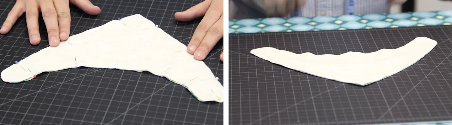 Right Sides together and pin the pattern in place