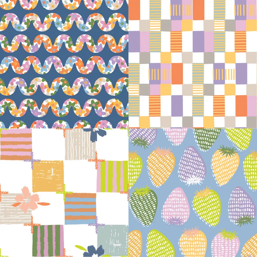 A grid of 4 summer designs from booboo_collective