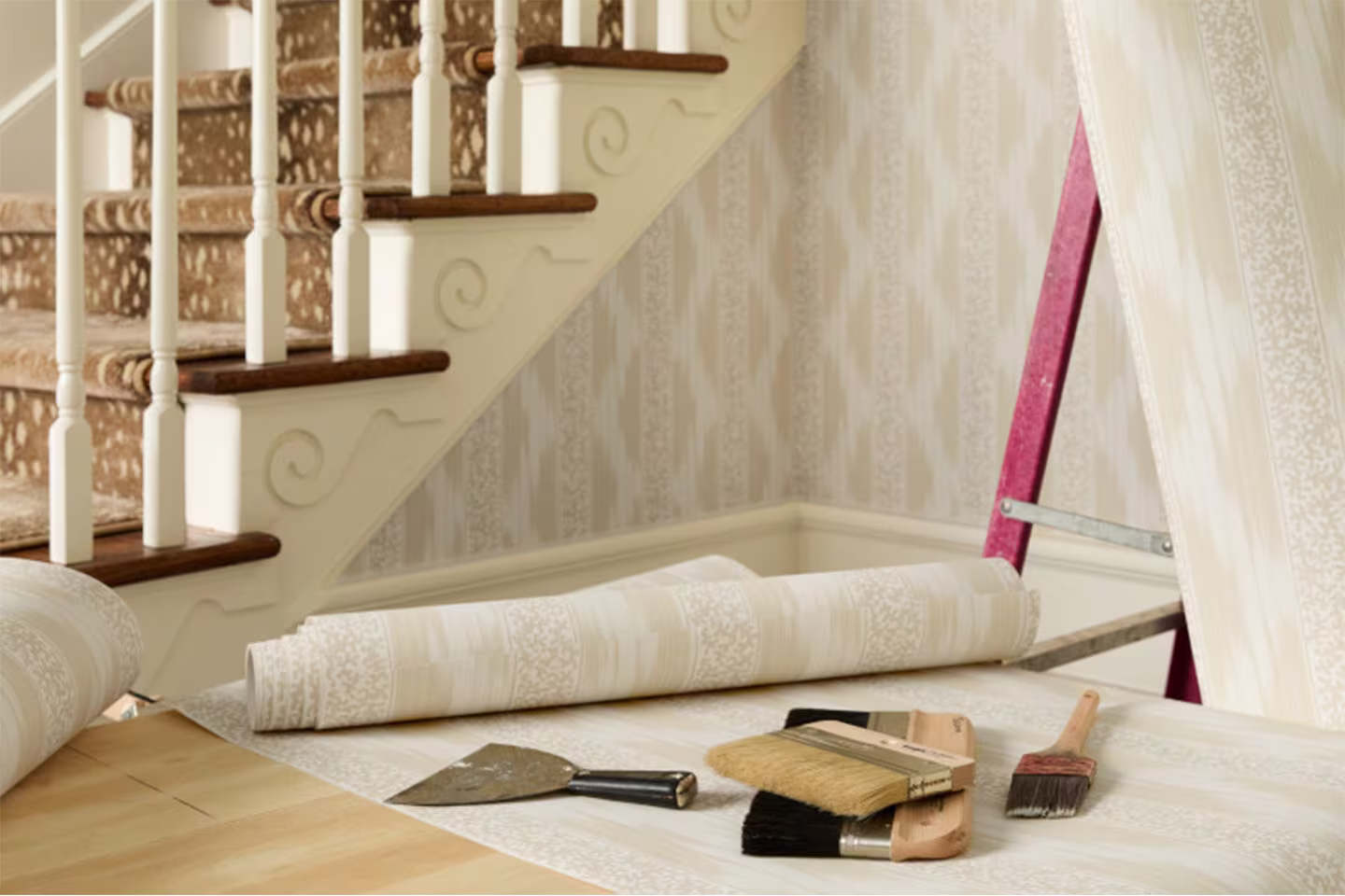 Work in progress image of installing Traditional wallpaper.
