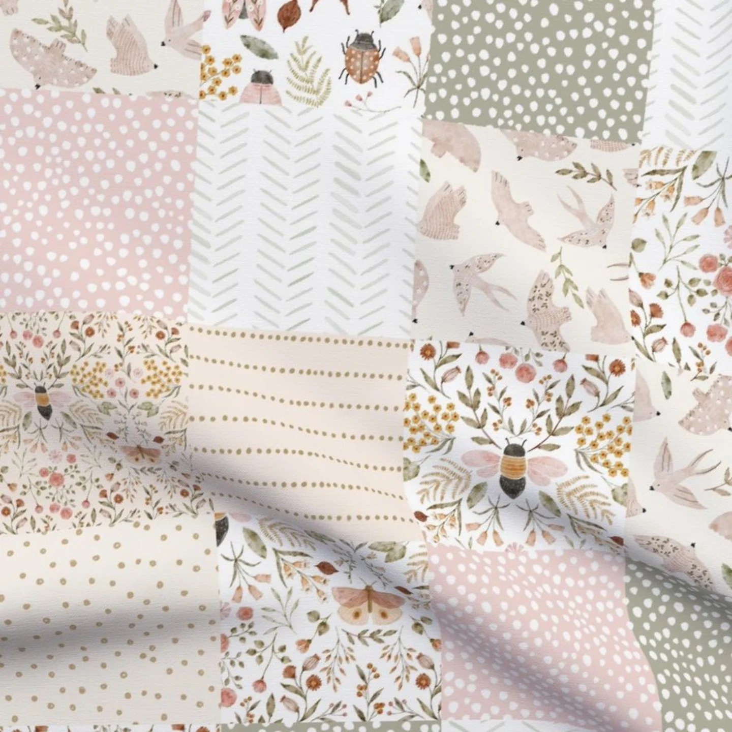 A cottagecore floral cheater quilt design from hipkiddesigns