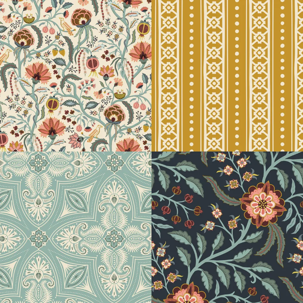 A grid of 4 boho designs from misentangledvision