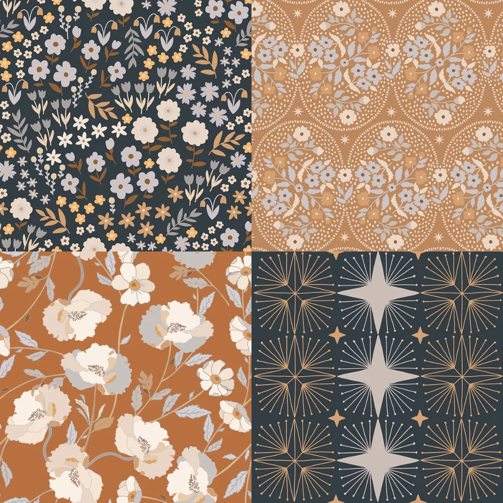 A grid of 4 floral designs from onesweetorange