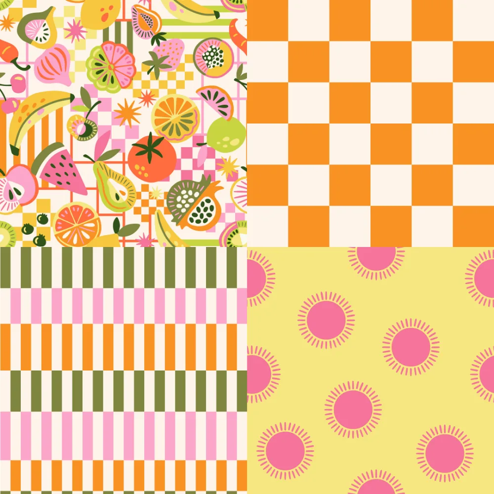 A grid of 4 maximalist designs from ester_muxune