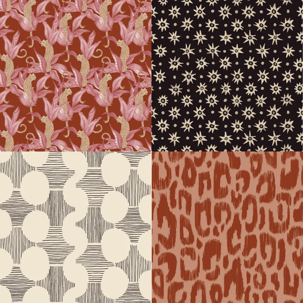 A grid of 4 maximalist designs from booboo_collective