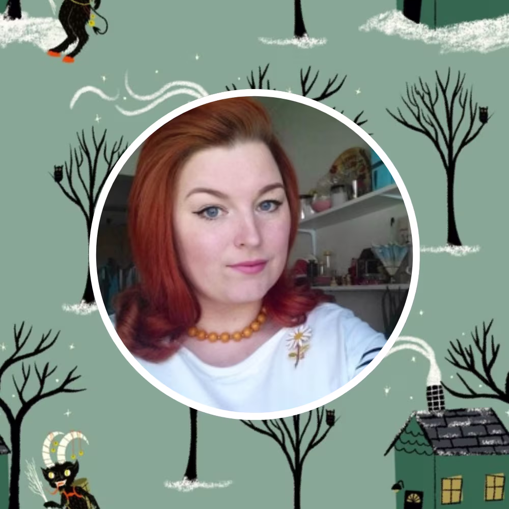 Krampus Creep design by brittany_sherman with a her headshot.