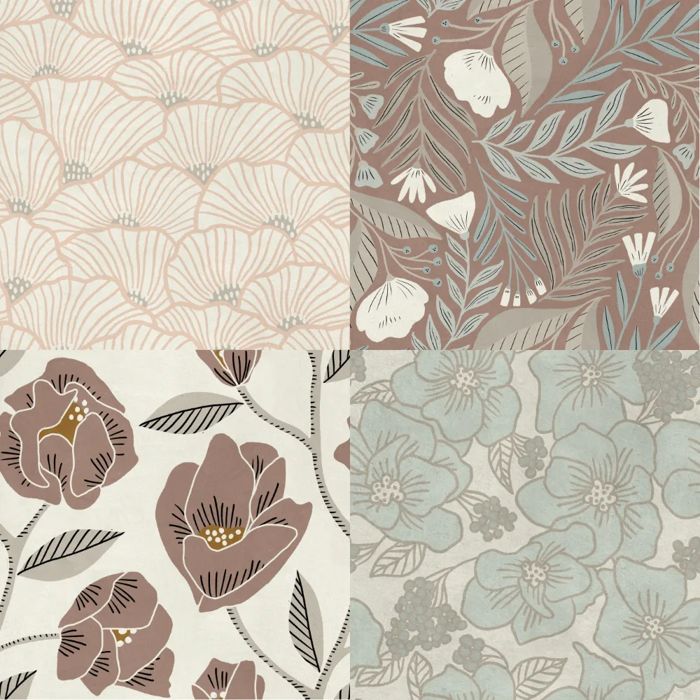 A grid of 4 floral designs from amy_maccready
