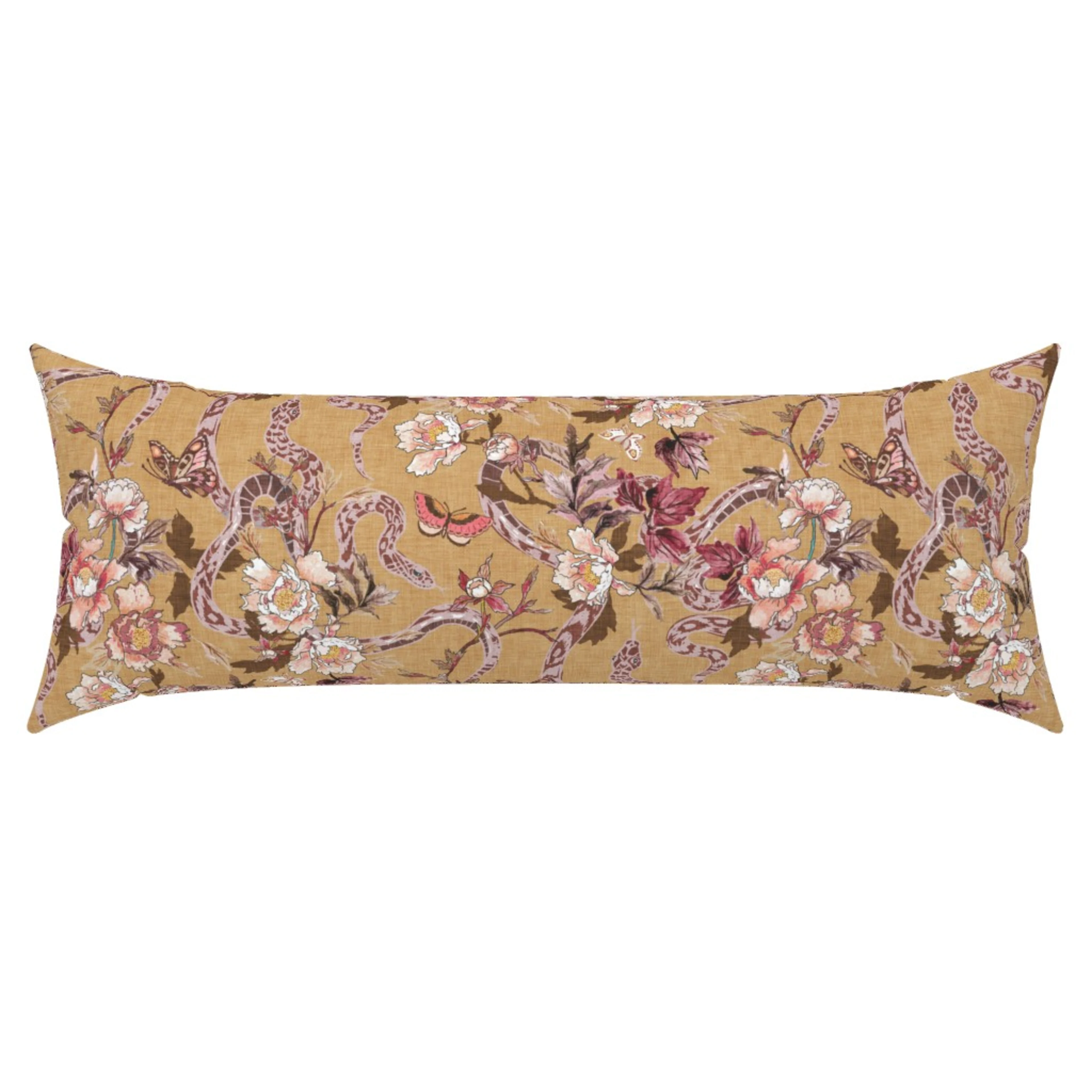 Boho floral XL lumbar throw pillows with snake design