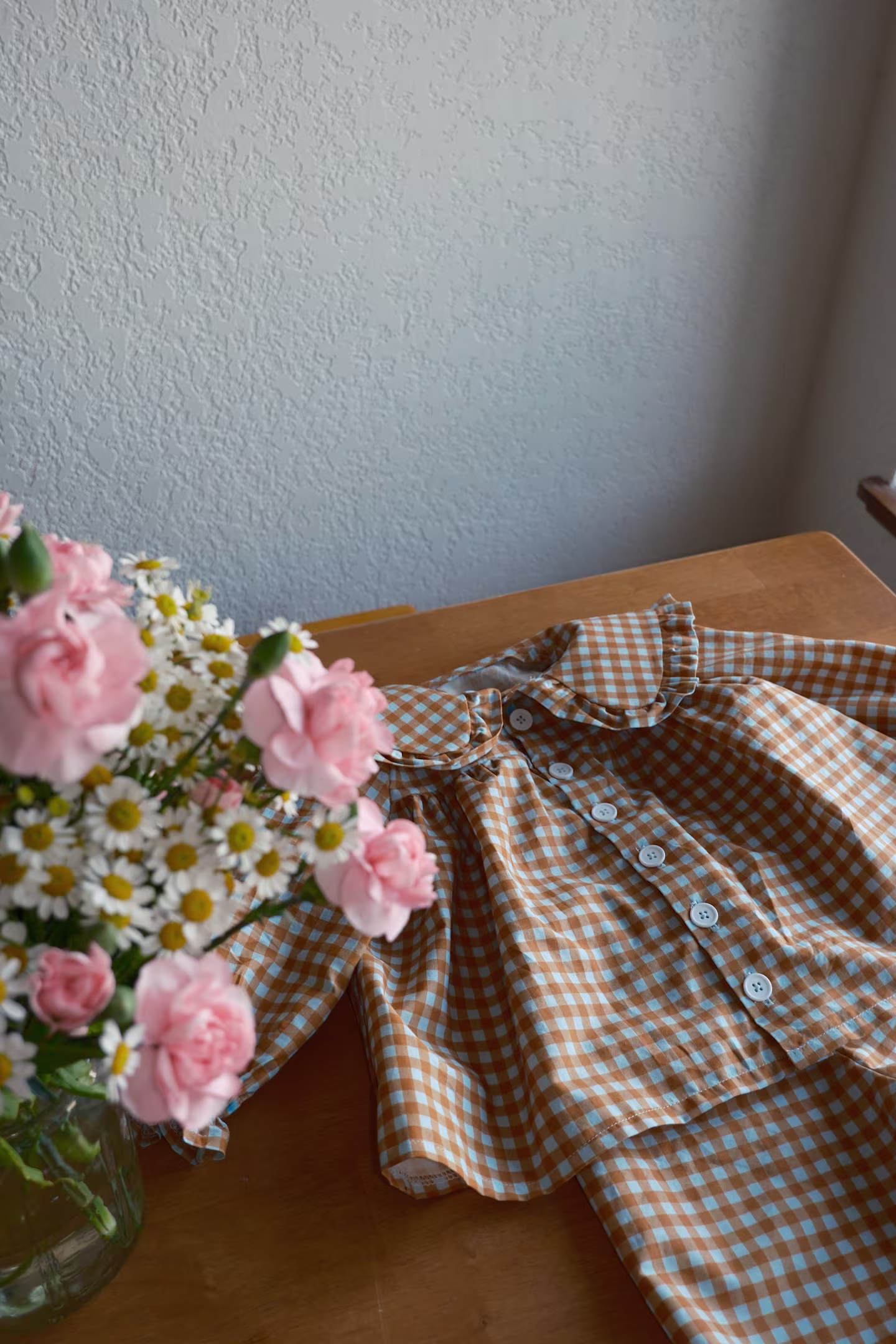Gingham baby clothes made with Cotton Poplin