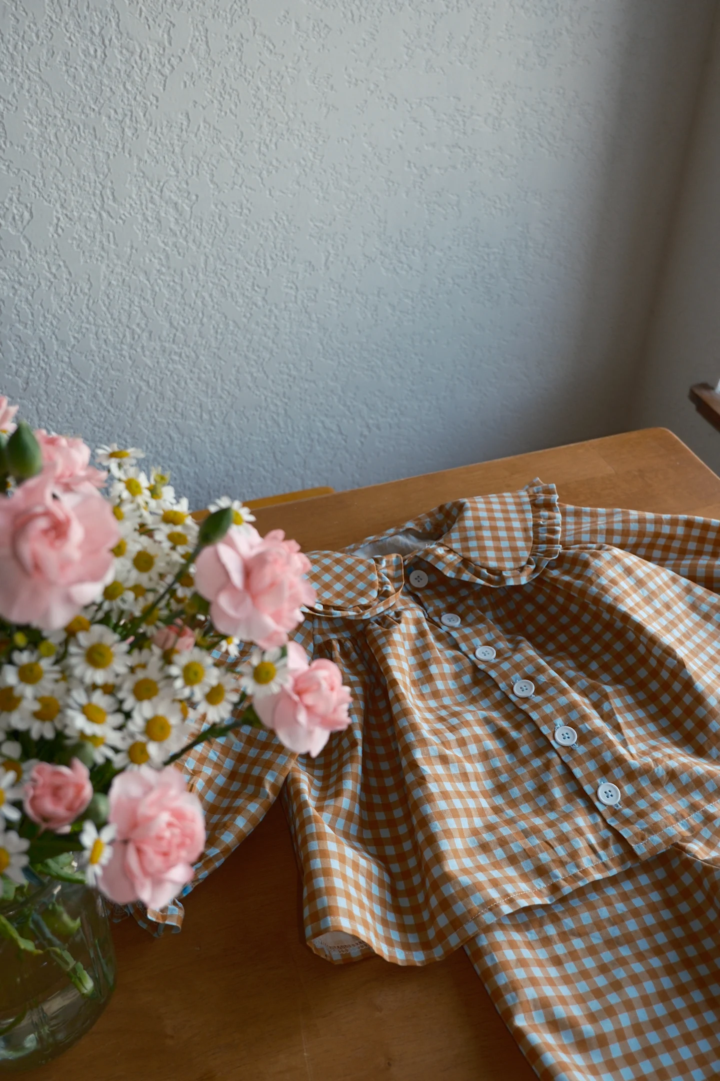 Gingham baby clothes made with Cotton Poplin