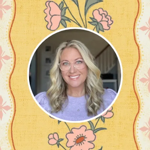 Tanya Brown in front of one of her plaid designs