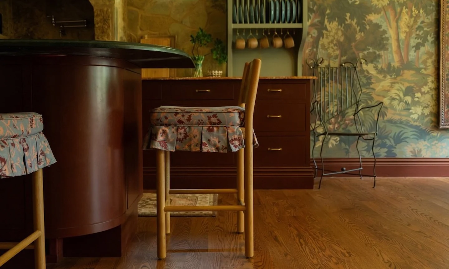 A cushion cover for a stool made with performance linen