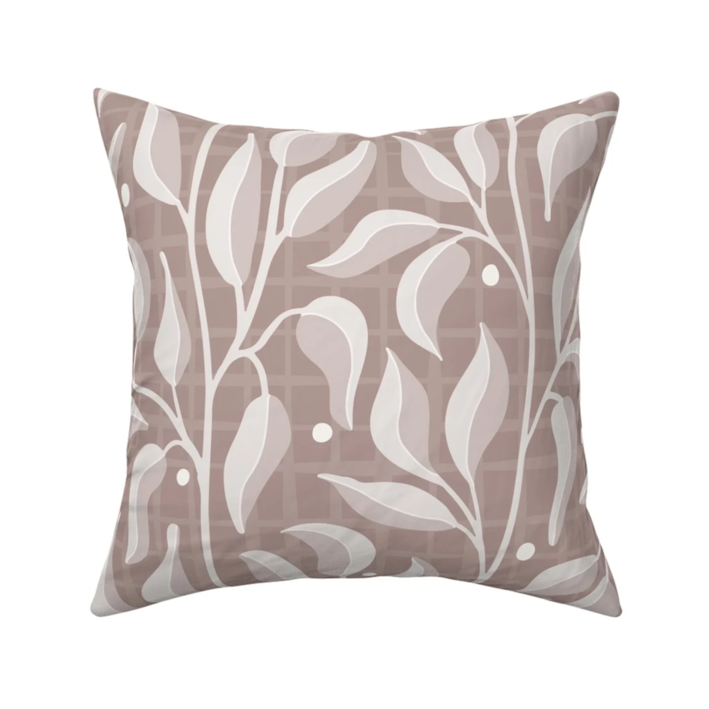 Abstract flowers on warm mauve square throw pillow