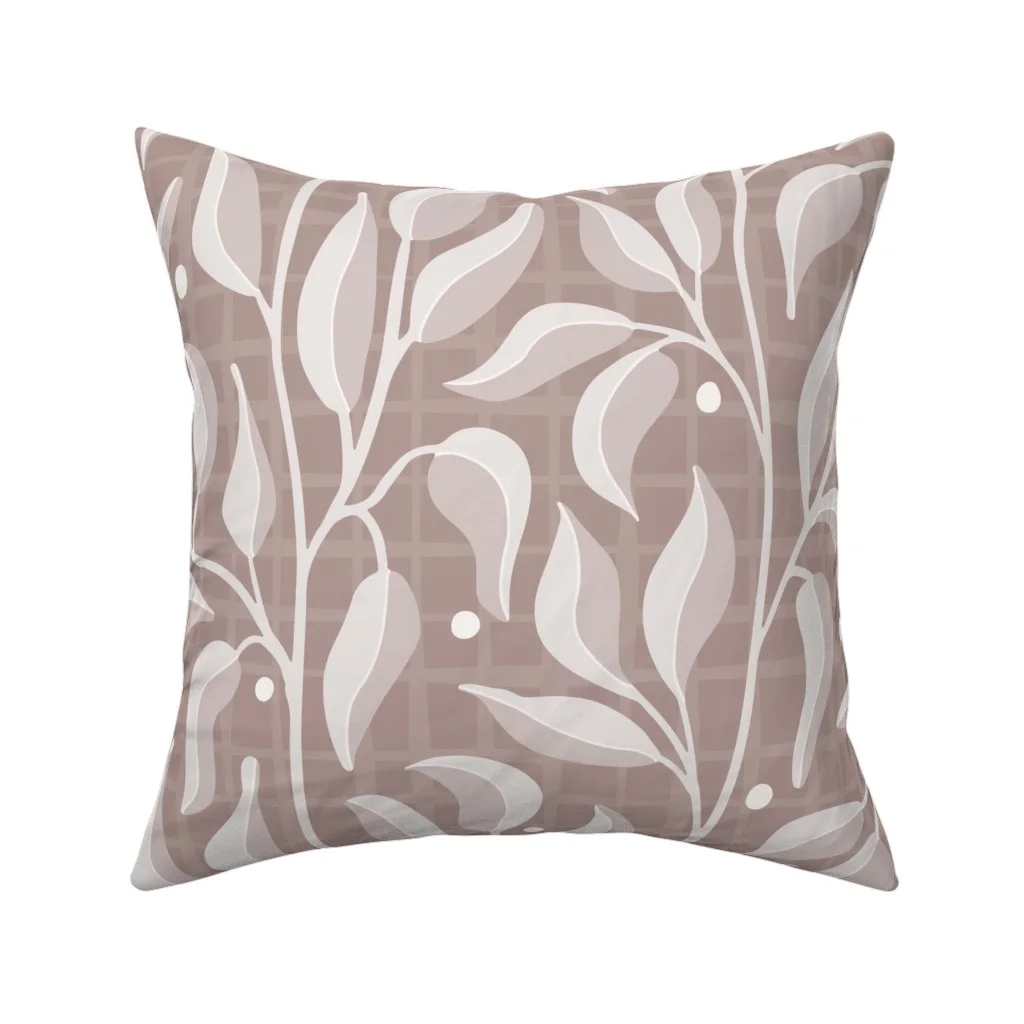 Abstract flowers on warm mauve square throw pillow