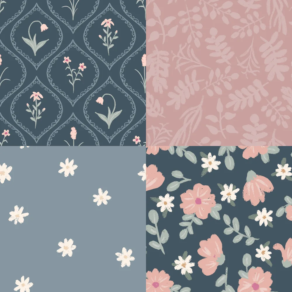 A grid of 4 floral designs from dalia_designs