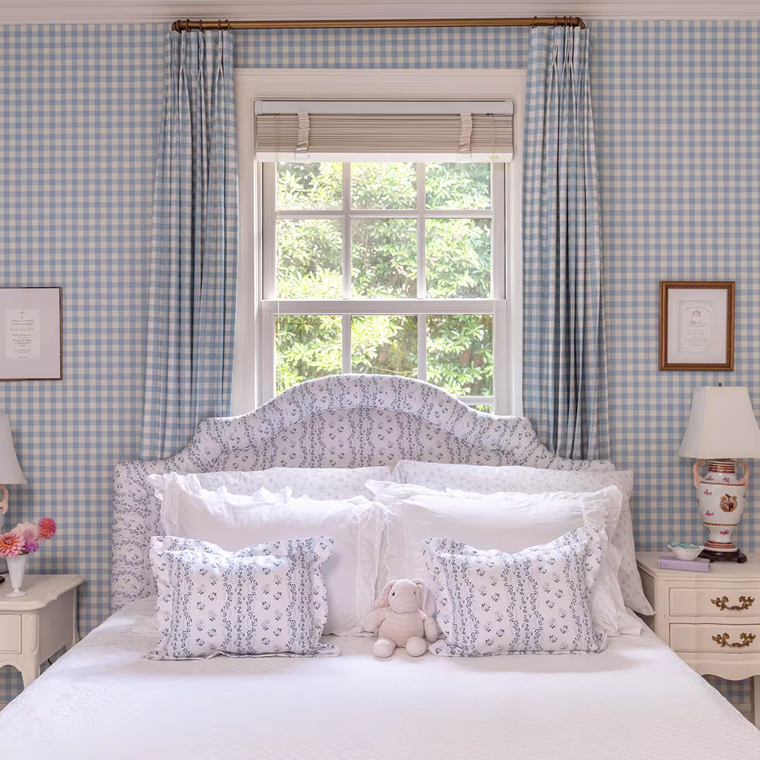 Kids room with Spoonflower wallpaper