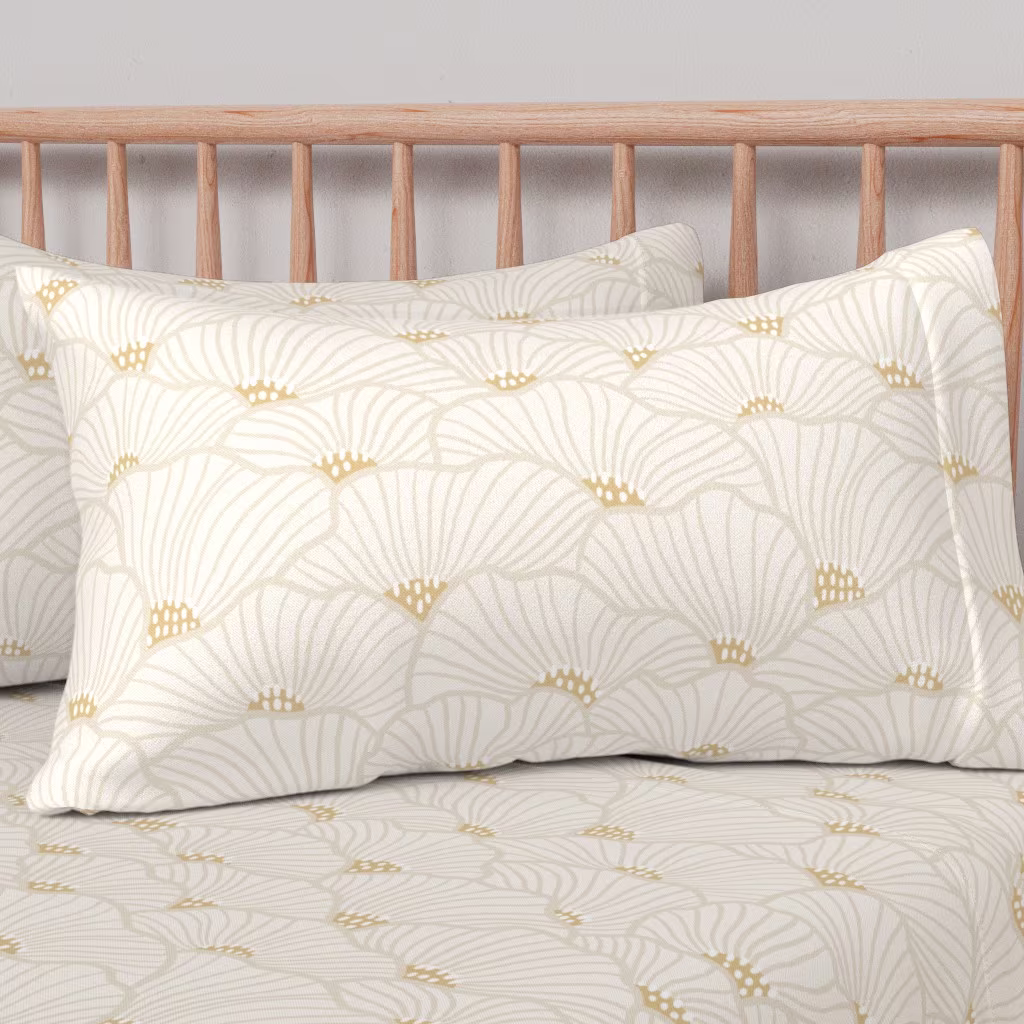A neutral floral sheet set