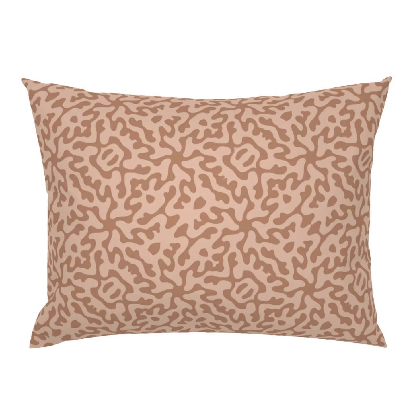 A squiggly abstract standard sham in warm beige tones