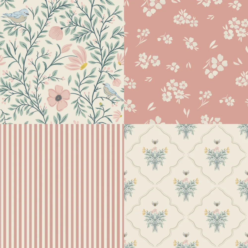 A grid of 4 floral designs from cheerfulcollective